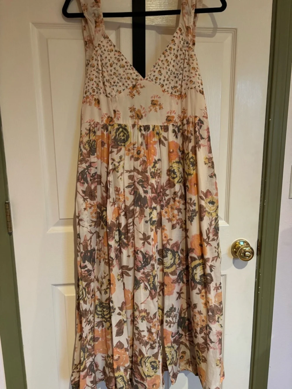 Free People Cream Maxi Dress with Orange, Brown and Yellow Floral Print - Picture 1 of 16